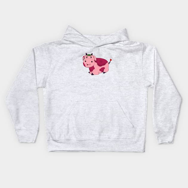 Adorable Strawberry Cow Pillow Pet Kids Hoodie by Africa